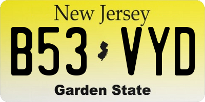 NJ license plate B53VYD