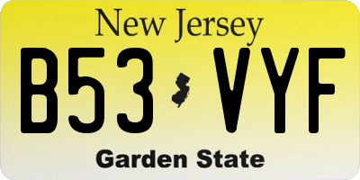 NJ license plate B53VYF