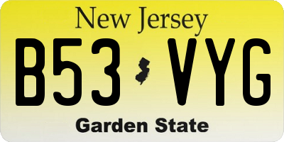 NJ license plate B53VYG