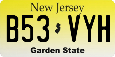 NJ license plate B53VYH