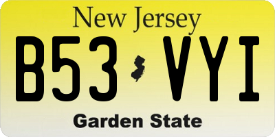 NJ license plate B53VYI