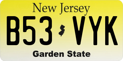 NJ license plate B53VYK