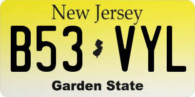 NJ license plate B53VYL