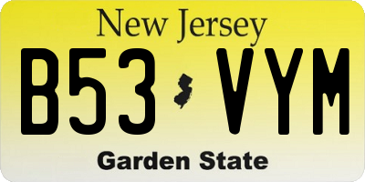 NJ license plate B53VYM