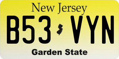 NJ license plate B53VYN