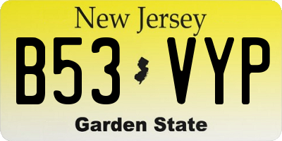 NJ license plate B53VYP