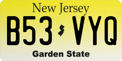 NJ license plate B53VYQ