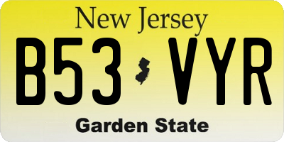NJ license plate B53VYR