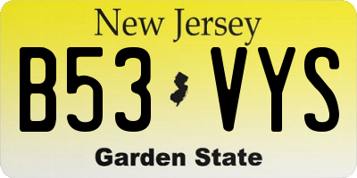NJ license plate B53VYS