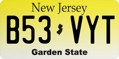 NJ license plate B53VYT