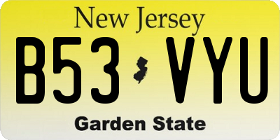 NJ license plate B53VYU