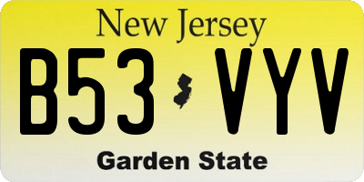 NJ license plate B53VYV