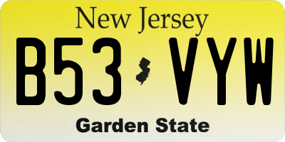 NJ license plate B53VYW