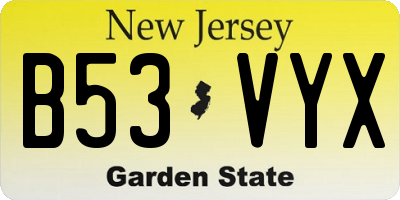 NJ license plate B53VYX