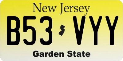 NJ license plate B53VYY