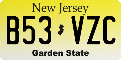 NJ license plate B53VZC
