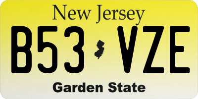 NJ license plate B53VZE