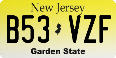 NJ license plate B53VZF