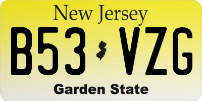 NJ license plate B53VZG