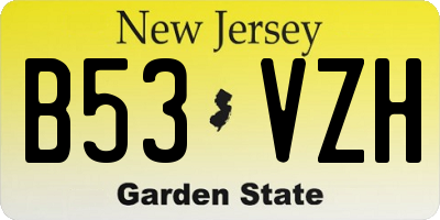 NJ license plate B53VZH