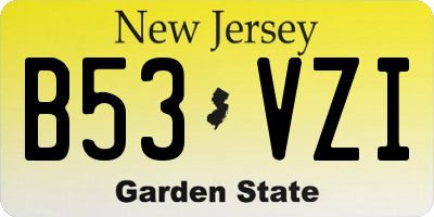 NJ license plate B53VZI