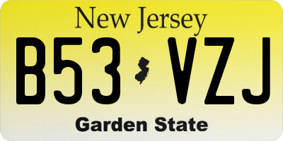 NJ license plate B53VZJ