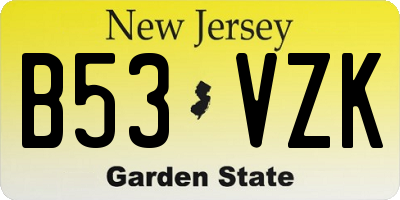 NJ license plate B53VZK