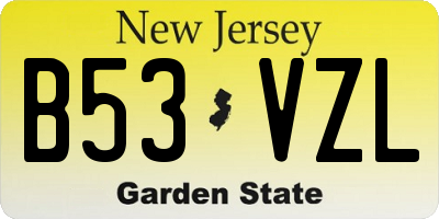 NJ license plate B53VZL