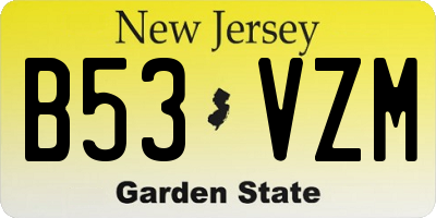 NJ license plate B53VZM