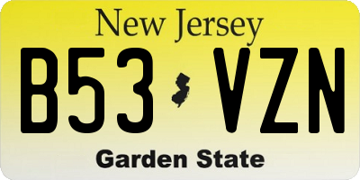 NJ license plate B53VZN