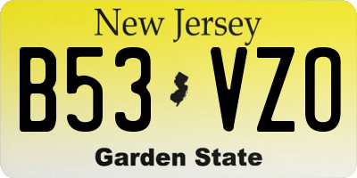NJ license plate B53VZO