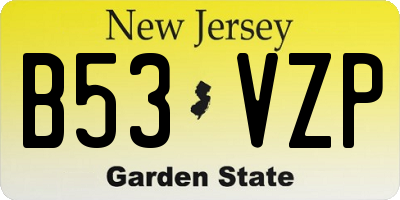 NJ license plate B53VZP