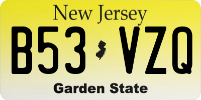 NJ license plate B53VZQ