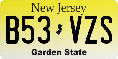 NJ license plate B53VZS