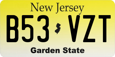 NJ license plate B53VZT