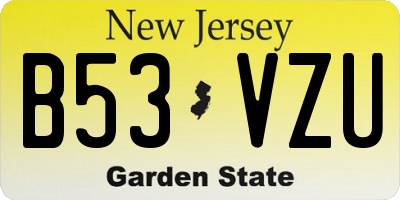 NJ license plate B53VZU