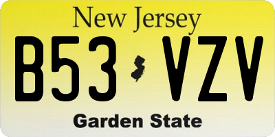 NJ license plate B53VZV