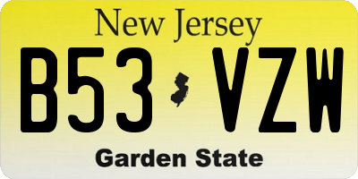 NJ license plate B53VZW