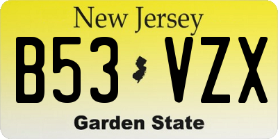 NJ license plate B53VZX