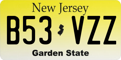 NJ license plate B53VZZ
