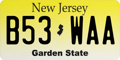 NJ license plate B53WAA