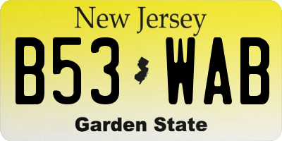 NJ license plate B53WAB