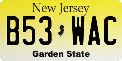 NJ license plate B53WAC