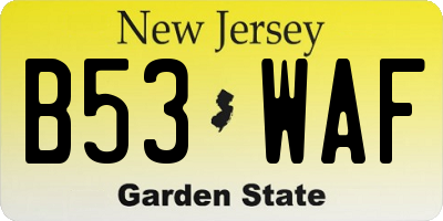 NJ license plate B53WAF