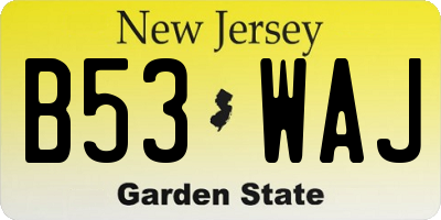 NJ license plate B53WAJ