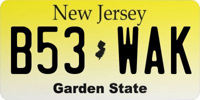 NJ license plate B53WAK