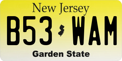 NJ license plate B53WAM