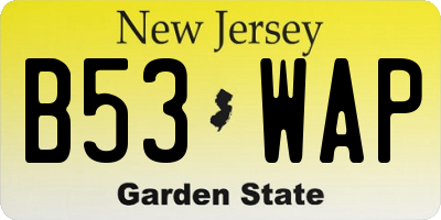 NJ license plate B53WAP