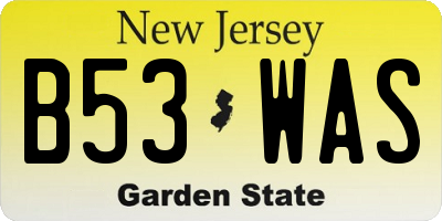 NJ license plate B53WAS