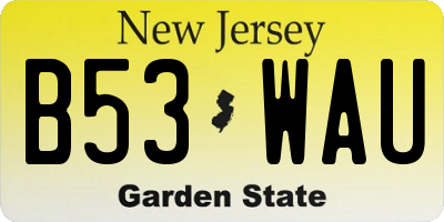 NJ license plate B53WAU